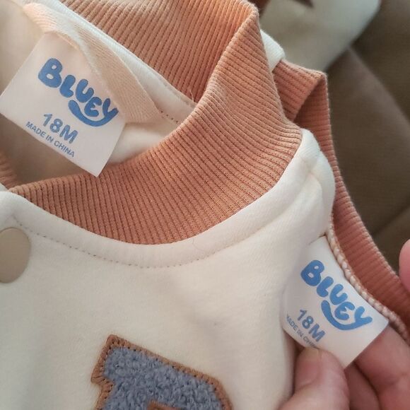 NWT Matching Set Bluey Fleece Lined Sweatshirt and Jacket Sz 18M - Picture 6 of 7